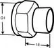 Schwarz-weiße technische Zeichnung einer Verbindung mit Gewinde und Lötnippel, dargestellt in schematischer Ansicht, von IMI Hydronic Engineering.